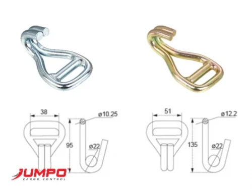 Bọ khóa dây đai 3.8cm 5cm móc J - J hook lashing
